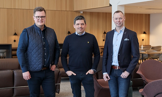 Joakim Öberg MD Wibax Logistics AB, Jonas Wiklund CEO Wibax Group AB, Tore Johnsson CEO Wibax Sweden AB